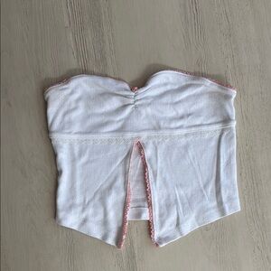 Kimchi Blue White and Pink Crop Top with Sweetheart Neckline